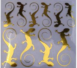10  Buegelpailletten Gecko spiegel gold